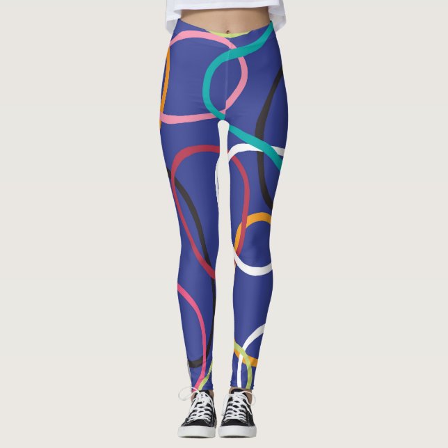 Leggings Motif de bandes Cercles Abstraits vintages (Devant)