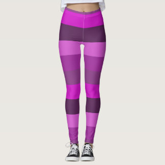 Leggings Motif de bandes monochromes rose et violet