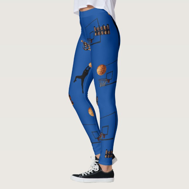 Leggings Motif de basket-ball bleu, (Gauche)