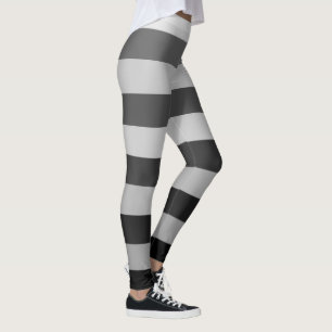 Leggings Motif De Bloc De Couleur Gris Et Arrière