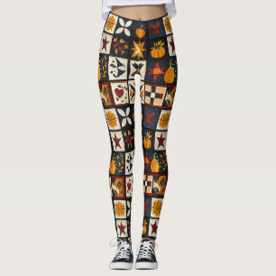 Leggings Motif de bloc de surface d'automne Récolte rusti