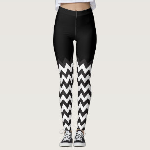 Leggings motif de blocage Chevron noir et blanc