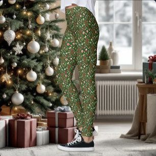 Leggings Motif de bonbon en pain d'épice festif vert ludiqu