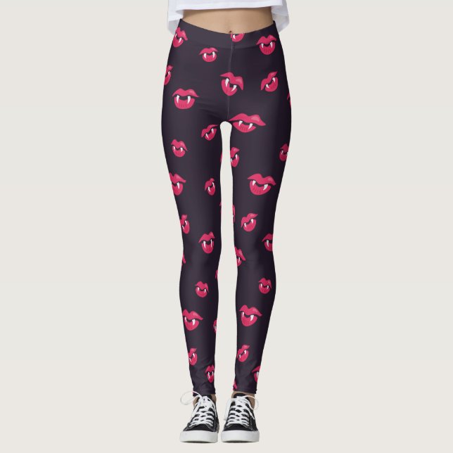 Leggings Motif De Bouches Et De Fangs Vampires (Devant)