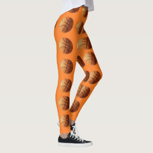 Leggings Motif de boules de panier orange,