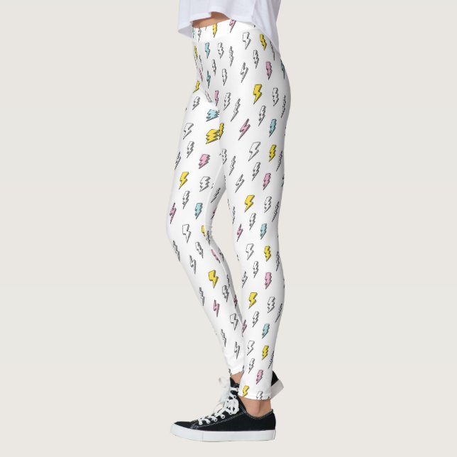 Leggings Motif de boulon de foudre à doodle mignon (Gauche)