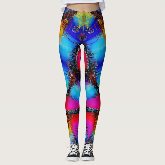 Leggings Motif de broderie abstrait coloré (Devant)