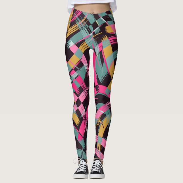 Leggings Motif de brosse artistique. (Devant)
