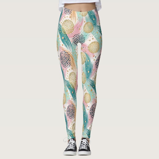Leggings Motif de brosse et de point Abstrait - Accents Gol (Devant)