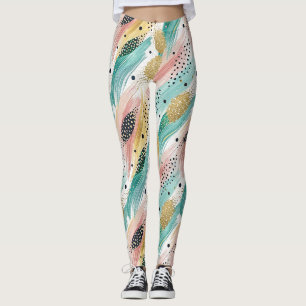 Leggings Motif de brosse et de point Abstrait - Gold Accent