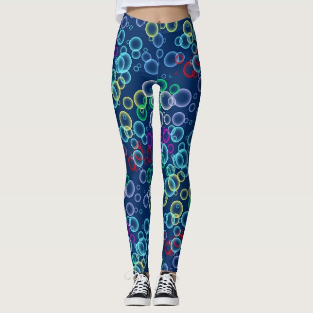 Leggings motif de bulle 02.b fond bleu foncé (Devant)