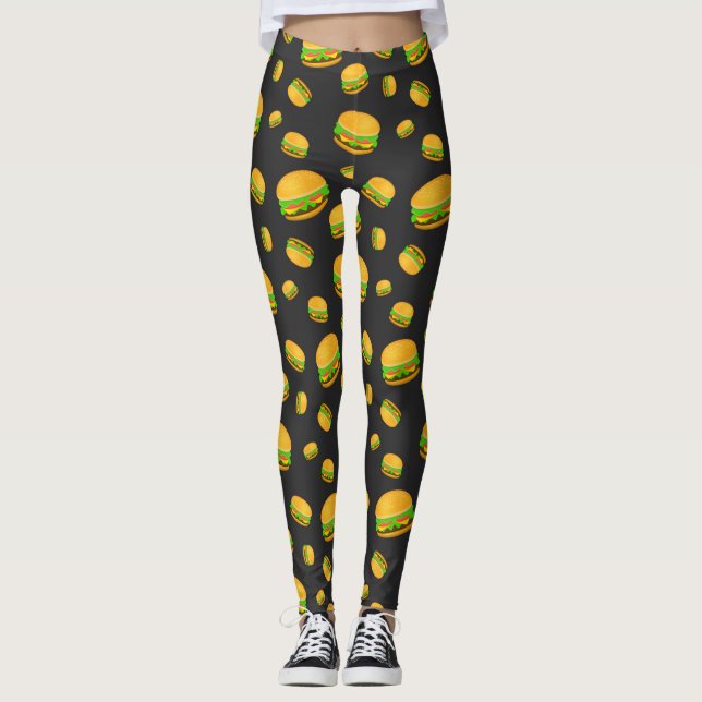 Leggings Motif de burger délicieux cool et amusant (Devant)
