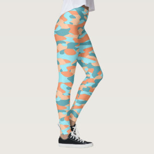 Leggings Motif de camouflage bleu Turquoise orange Turquois
