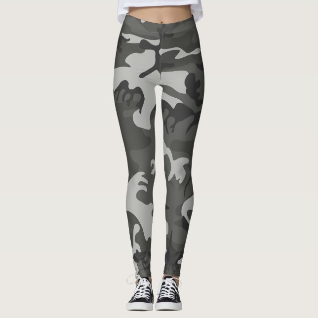 Leggings Motif de Camouflage gris, Motif militaire, Armée (Devant)