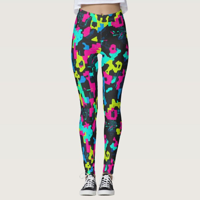 Leggings Motif de camouflage néon (Devant)