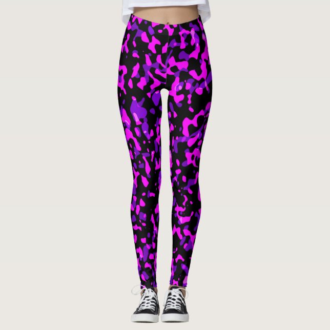 Leggings Motif de Camouflage rose et violet moderne (Devant)