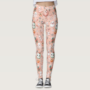 Leggings Motif de caniche d'Halloween avec Fantômes et Citr