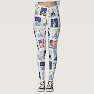 Leggings Motif de carreau en papier découpé patriotique str