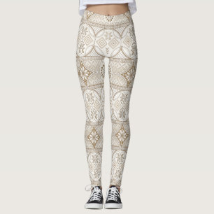 Leggings Motif de carreaux floraux géométriques ornés