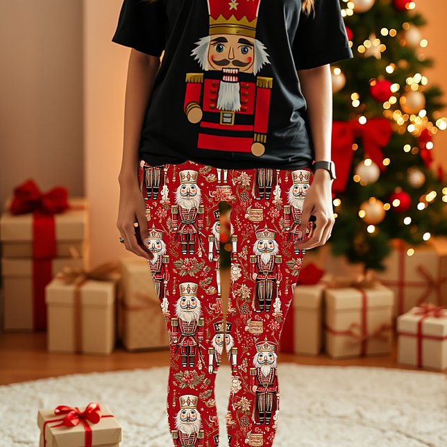 Leggings Motif de casse-noisettes rouges Noël (Créateur téléchargé)
