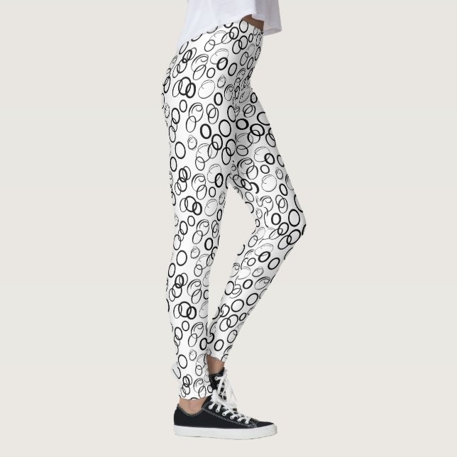 Leggings Motif de cercle abstrait noir et blanc (Droite)
