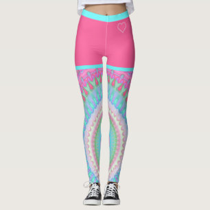 Leggings Motif de cercle hippie coloré rose bleu