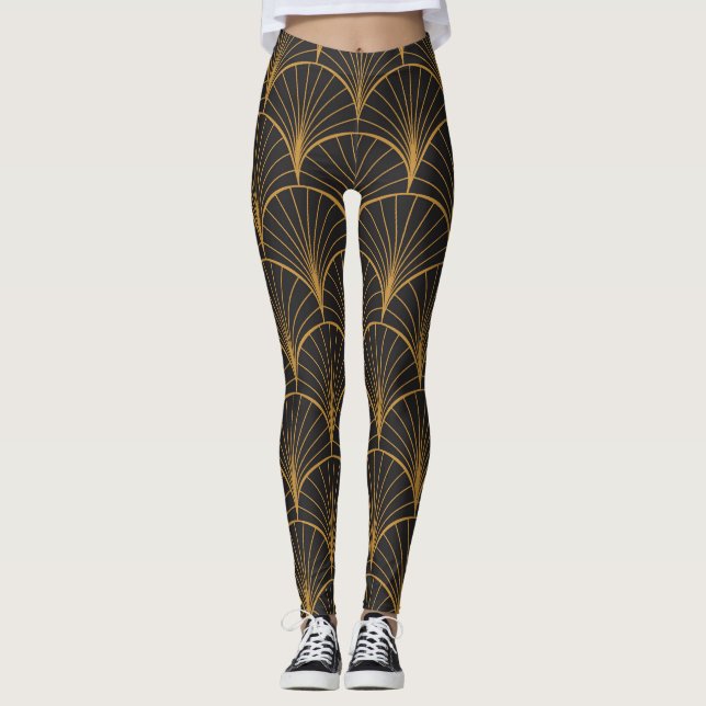 Leggings Motif de cercles géométriques Art Déco (Devant)