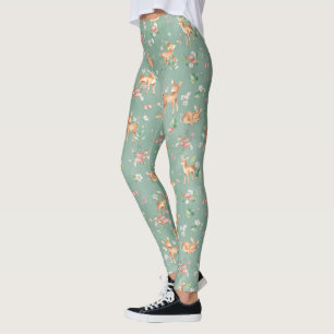 Leggings Motif de cerfs à l'aquarelle