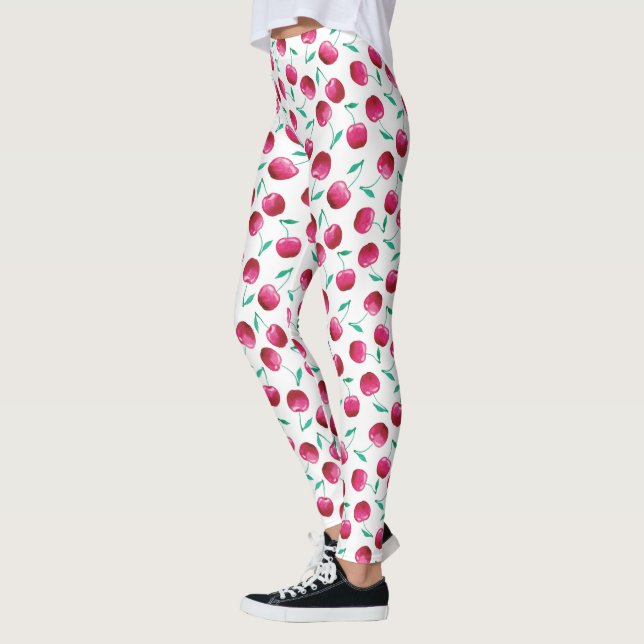 Leggings Motif de cerise aquarelle (Gauche)