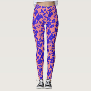 Leggings Motif de champignon noir 01bleu Pink BG