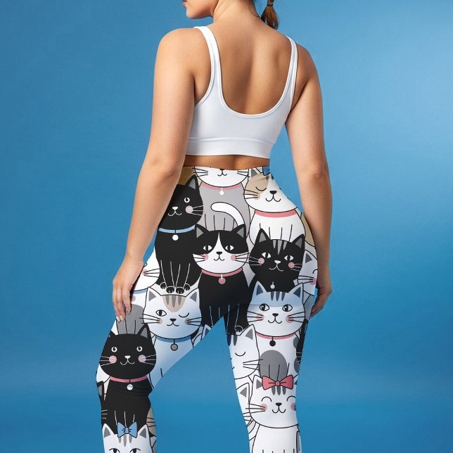 Leggings Motif de chat fantaisiste mignon (Créateur téléchargé)