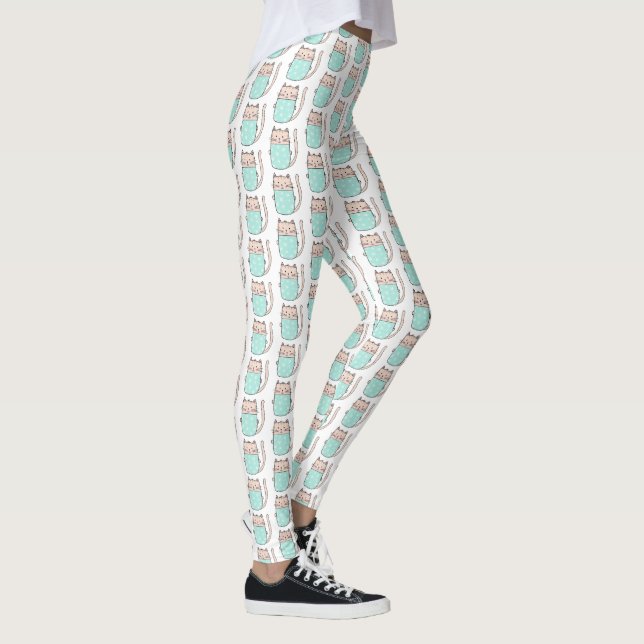 Leggings Motif de chat floral mignon (Droite)