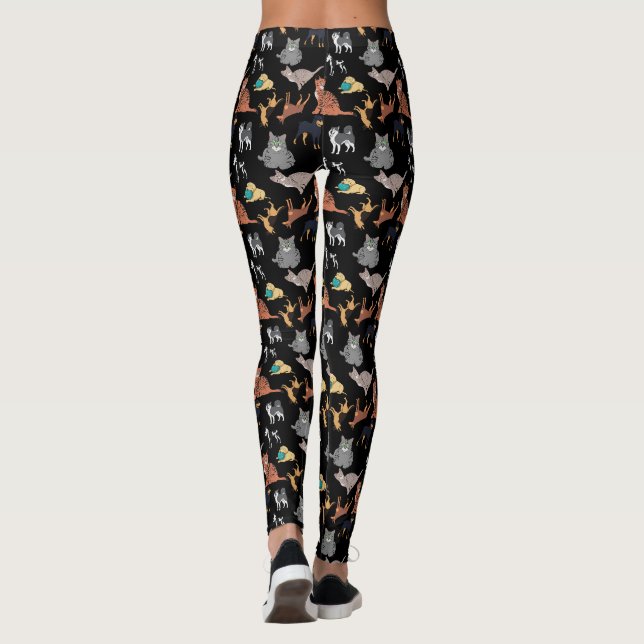 Leggings Motif de chats et de chiens sur fond noir  (Dos)