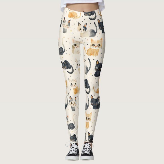 Leggings Motif de chats étranges (Devant)