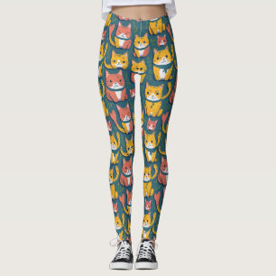 Leggings Motif de chats jaunes mignons colorés kawaii