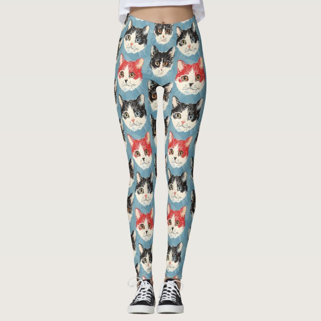 Leggings Motif de chats rouges et noirs (Devant)