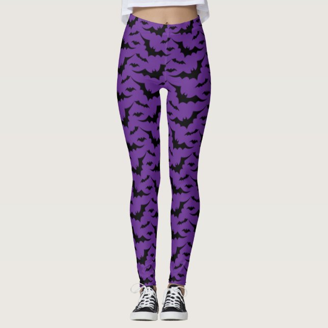 Leggings Motif de chauve-souris violet (Devant)