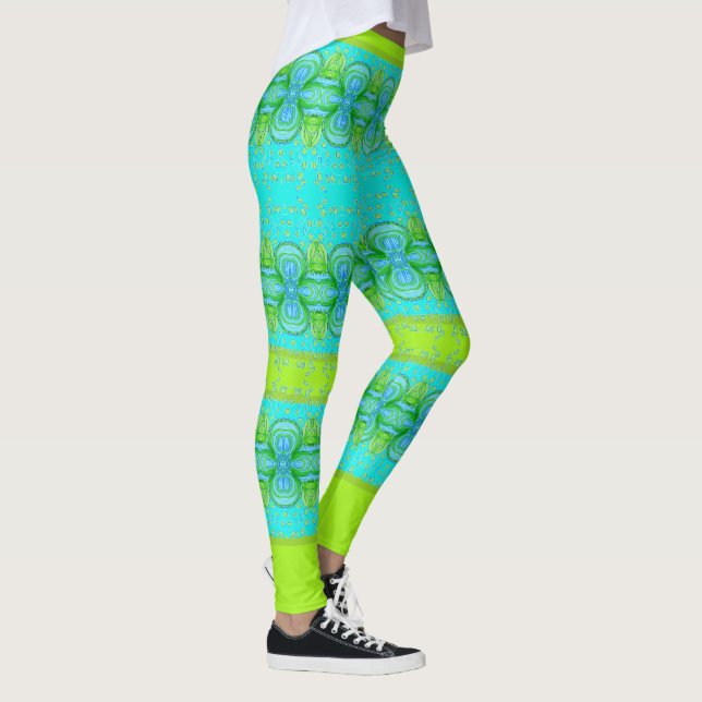 Leggings Motif De Chaux Turquoise Et Lumineuse (Droite)