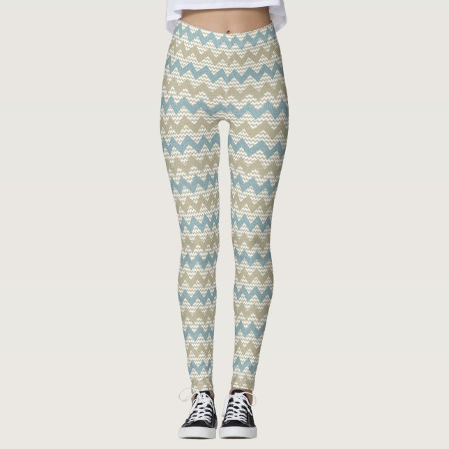 Leggings Motif de Chevron sur la texture de toile (Devant)