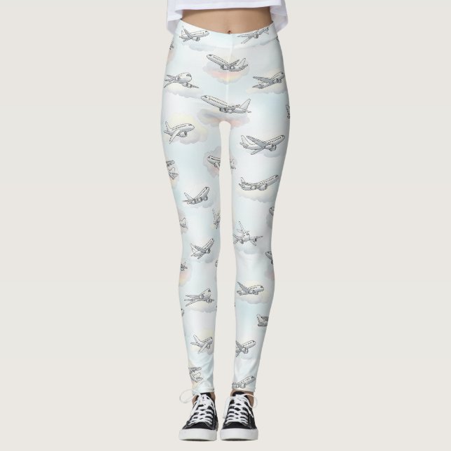 Leggings Motif de ciel d'avion rêveur (1) (Devant)