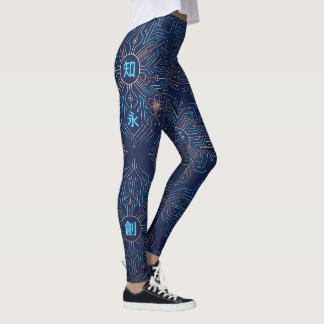 Leggings Motif de circuit néon Kanji japonais Cyberpunk