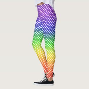 Leggings Motif de coeur blanc dégradé arc-en-ciel
