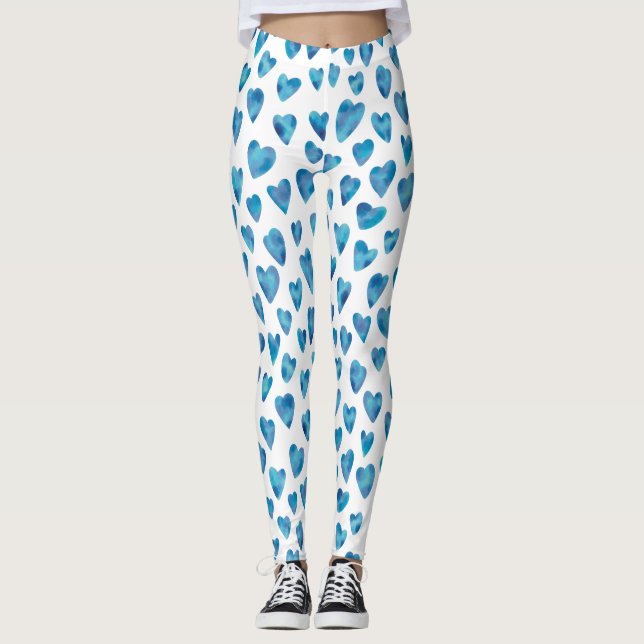 Leggings Motif de coeur bleu (Devant)