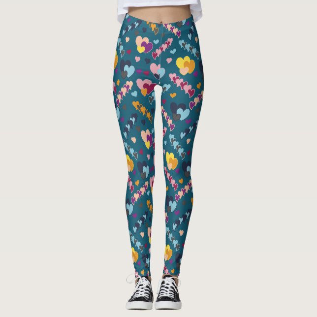 Leggings Motif de coeur coloré (Devant)