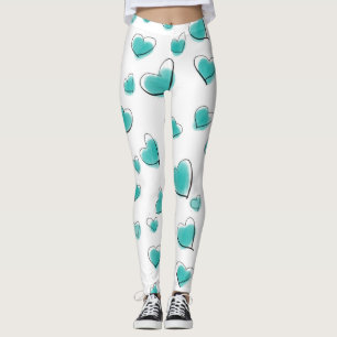 Leggings Motif de coeur d'aquarelle mignonne
