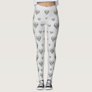 Leggings Motif de coeur gris argent