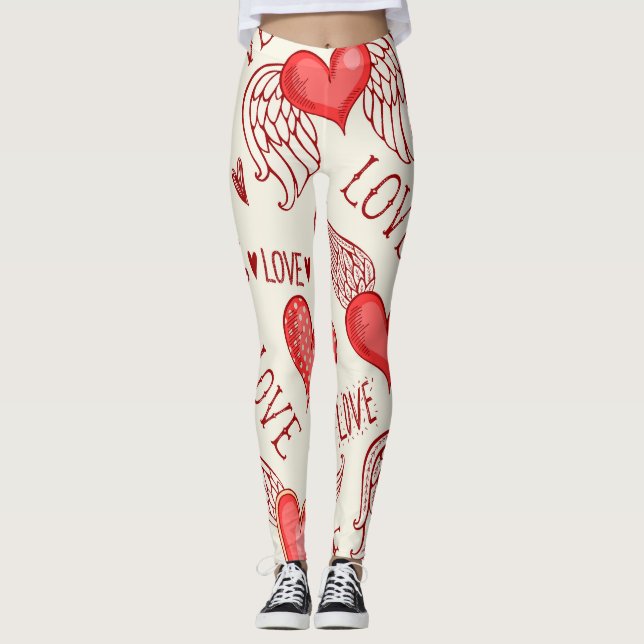 Leggings Motif de coeur pour la Saint-Valentin (Devant)