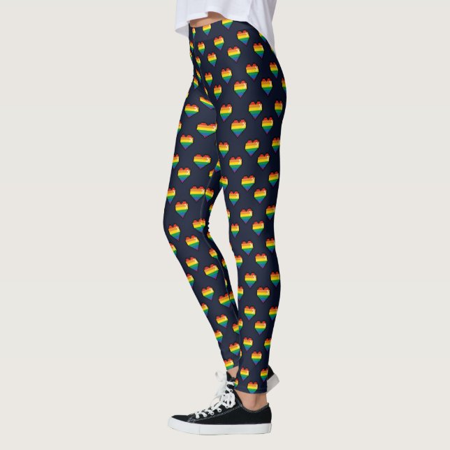 Leggings Motif de coeur Rainbow 8 Bit (Gauche)