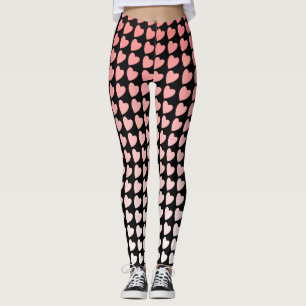 Leggings Motif de coeur rose et noir Fille rayée
