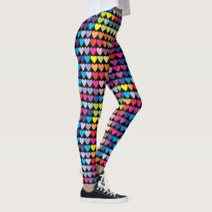Leggings Motif de cœurs arc-en-ciel colorés